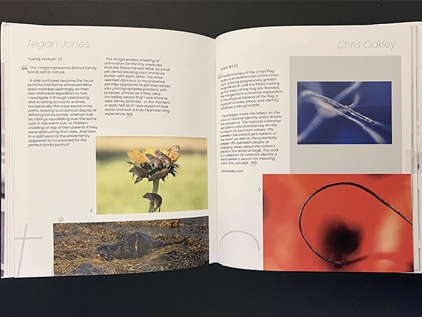 Close-up detail of the matt printing quality and paper texture in the Making Voices Heard I publication